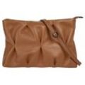 Umhängetasche CLUTY, Damen, Gr. B/H/T: 24cm x 20cm x 5cm onesize, braun (cognac), Leder, unifarben, leicht glänzend, Taschen, echt Leder, Made in Italy