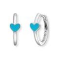 Paar Creolen HERZENGEL "Schmuck Geschenk, Little Heart, Herz, HEE-HEART-06-CR, HEE-HEART-13-CR", bunt (silberfarben, blau), Ohrringe, Mädchen, Silber 925 (Sterlingsilber), mit Emaille