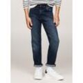 Straight-Jeans TOMMY HILFIGER "SKATER BLACK BLUE WASH" Gr. 16 (176), N-Gr, blau (blauschwarz) Jungen Jeans in Skater-Form, mit Logo-Badge