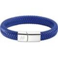 Lederarmband HECHTER PARIS "Schmuck Geschenk Armschmuck Edelstahl blau" Armbänder Gr. Edelstahl-Leder, blau (edelstahlfarben, blau) Damen