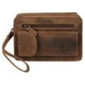 Handgelenktasche BAGAN, Damen, Gr. B/H/T: 21cm x 13cm x 8cm onesize, braun, Leder, vintage, Taschen, echt Leder