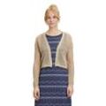 Strickjacke CARTOON "Cartoon Strick-Cardigan mit Lurexfaden" Gr. 44, beige (nature, gold) Damen Strickjacken Ajourmuster