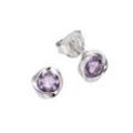 Paar Ohrstecker ZEEME "Silber 925 rhodiniert mit echtem Amethyst" Ohrringe Gr. ONE-SIZE, Silber 925 (Sterlingsilber), weiß (weiß, lila) Damen