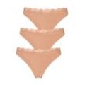 String LASCANA Gr. 44/46, beige Damen Unterhosen aus elastischer Baumwolle mit zarter Spitze