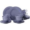 Kaffeeservice SELTMANN WEIDEN "Geschirr-Set, 18 Teile, Beat", blau (blau, lila), Geschirr-Sets, 18 tlg. mit Relief, Made in Germany