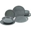 Tafelservice CREATABLE "Teller Set, Geschirr-Set Chef Collection", grau, 12 tlg., Porzellan, Geschirr-Sets, Suppenteller, Speiseteller, nordisches Design, 12 Teile für 6 Personen