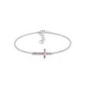 Armband ELLI "Kreuz Multi-Color Kristalle 925 Silber", silber (silber, rosa), Armbänder, Damen, 16cm,mit Steinen, Silber 925 (Sterlingsilber)