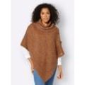 Poncho CASUAL LOOKS Gr. 2, braun (cognac, ecru, meliert), Damen, 100% Polyacryl, meliert, Jacken