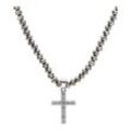 Kette mit Anhänger SMART JEWEL "Kreuz Zirkonia Kristallsteine Silber 925", grau, Halsketten, Damen, 45cm, Silber 925 (Sterlingsilber)