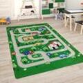 Kinderteppich PACO HOME "Chicos 559" Teppiche Gr. B: 155cm, 2mm, L: 230cm, grün Kinder Flachgewebe, Straßen-Spiel-Teppich, Kinderzimmer