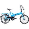 E-Bike ZÜNDAPP "Z101" Gr. 37, blau, E-Bikes, 37cm, 20 Zoll (50,80cm), Pedelec, Elektrofahrrad für Damen u. Herren