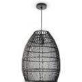 PACO HOME Pendelleuchte "VIHMA", schwarz, Ø 30cm H: 40cm, Lampen, Rattan Pendellampe Korb Esstischlampe Natürlich LED Boho Rustikal E27