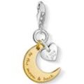 Charm-Einhänger THOMAS SABO "Mond & Herz I LOVE YOU TO THE MOON & BACK, 1443-413-39", gold (silberfarben, gelbgoldfarben), Charms, Damen, Silber 925 (Sterlingsilber)