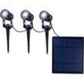 LED Solarleuchte NÄVE "Spoti", schwarz (schwarz matt), Lampen, Ø 4,10cm H: 9,00cm 3er LED Solarspot mit Erdspieß inkl. Solarpanel Zuleitung 6m