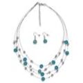 Collier-Set FIRETTI "Blue Crystal", blau (metallfarben, hellblau), Halsketten, Damen, Metall, L: 52cm, mit Glasstein