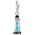 Charm-Einhänger THOMAS SABO "Leuchtturm Silber, 1995-007-7", schwarz (silberfarben, türkis, schwarz), Charms, Damen, Silber 925 (Sterlingsilber)