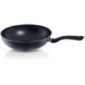 Wok FISSLER "Cenit", schwarz, Ø:28cm, Pfannen, Ø 28 cm, mit ergonomischem Griff, Induktion, Made in Italy