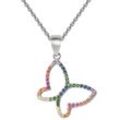 Kette mit Anhänger FIRETTI "Schmuck Geschenk Silber 925 Halsschmuck Halskette Regenbogen" Halsketten Gr. Silber 925 (Sterlingsilber), L: 45cm B: 1,1mm, bunt (silberfarben-grün-blau-hellgelb-rot-orange-violett) Mädchen Made in Germany - mit Zirkonia (synth.)