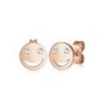 Paar Ohrstecker ELLI "mit Smiling Face Kristalle 925 Silber", rosa (rosegold, weiß), Ohrringe, Damen, OneSize,mit Steinen, Silber 925 (Sterlingsilber)