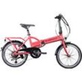 E-Bike ZÜNDAPP "Z101" Gr. 37, rot, E-Bikes, 37cm, 20 Zoll (50,80cm), Pedelec, Elektrofahrrad für Damen u. Herren