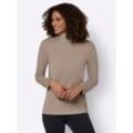 Rollkragenshirt CASUAL LOOKS "Rollkragen-Shirt" Gr. 50, beige (sesam), Damen, 95% Baumwolle, 5% Elasthan, unifarben, Shirts