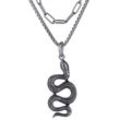 Kette mit Anhänger FIRETTI "Schmuck Geschenk, Snake", schwarz (edelstahlfarben, schwarz), Halsketten, Damen, Edelstahl, L: 45cm