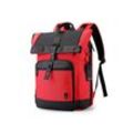 Tagesrucksack PEAK TIME "PT-303", rot, Kunstfaser, casual, Rucksäcke, Cityrucksack mit Rolltop