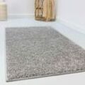 Hochflor-Teppich ESPRIT "Whisper Shag", grau (hellgrau), B:200cm H:30mm L:200cm, Polypropylen, Teppiche, Wohnzimmer, Schlafzimmer, uni, waschbar, mit Antirutschbeschichtung