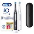 Elektrische Zahnbürste ORAL-B "iO 4 Duopack", schwarz (matt schwarz, quite weiß), ElektrozahnbürstenB:3cm H:24cm T:3cm, Kunststoff, mit Magnet-Technologie, 4 Putzmodi, Reiseetui, B:3cm H:24cm T:3cm