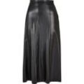 Sommerrock URBAN CLASSICS "Urban Classics Damen Ladies Synthetic Leather Midi Skirt", Damen, Gr. L, schwarz, 93% Polyester, 7% Elasthan, unifarben, loose fit, Röcke