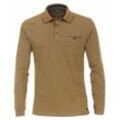 Langarm-Poloshirt CASAMODA "CASAMODA Polo-Shirt Langarm gestreift", Herren, Gr. 5XL, gelb (senfgelb), 62% Baumwolle, 38% Polyester, Shirts