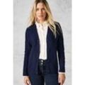 Cardigan CECIL, Damen, Gr. L (42), blau (universal blau), Stoff, 37% Baumwolle, 34% Polyacryl, 26% Polyester, 3% Elasthan, Strukturmuster, casual, normal normal, V-Ausschnitt, Langarm Bündchen, Strickjacken, mit Knopfleiste