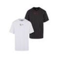 T-Shirt KARL KANI "Karl Kani Herren KM222-101-1 KK 2-Pack Pinstripe + Essential Tee", Herren, Gr. L, schwarz-weiß (schwarz, weiß), 100% Baumwolle, bedruckt, casual, oversize, Rundhals, Halbarm, Shirts