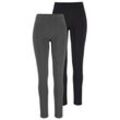 Leggings BOYSEN'S Gr. 48, N-Gr, grau (grau, melange, schwarz), Damen, Jersey, Obermaterial: 95% Baumwolle, 5% Elasthan. Graumeliert (Obermaterial): 57% Baumwolle, 38% Polyester, 5% Elasthan, unifarben, meliert, Hosen, mit Baumwolle NEUE FARBE