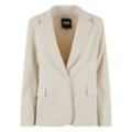 Allwetterjacke URBAN CLASSICS "Urban Classics Damen Ladies Basic Blazer", Damen, Gr. L, beige (softseagrass), 77% Polyester, 17% Viskose, 6% Elasthan, unifarben, casual, normal, amerikanischer Ausschnitt, Langarm, Jacken