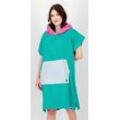 Poncho DEPROC ACTIVE "Badeponcho PARLEE BEACH", Damen, Gr. L(44/46), blau (türkis), 100% Baumwolle Walkfrottier, sportlich, bequem, Kurzarm, Jacken, Badeponcho mit großer Kängurutasche und Innentasche