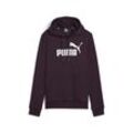 Kapuzensweatshirt PUMA "ESS LOGO HOODIE FL (S)", Damen, Gr. S, lila (midnight plum), Fleece, Obermaterial: 66% Baumwolle, 34% Polyester, unifarben, sportlich, regular fit normal, Langarm, Sweatshirts