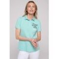 Poloshirt SOCCX Gr. L, blau, Damen, Material: 100% Baumwolle, bedruckt, bestickt, Shirts, aus Baumwolle