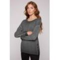 Rundhalspullover SOCCX Gr. L, schwarz Damen Pullover aus Baumwolle