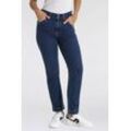 Straight-Jeans LEVI'S "TAILORED 724 STRAIGHT", Damen, Gr. 28, Länge 32, blau (seams to work), Denim/Jeans, Obermaterial: 80% Baumwolle, 19% Polyester, 1% Elasthan, casual, straight fit normal, Jeans