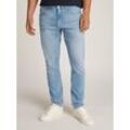 Tapered-fit-Jeans TOMMY JEANS Gr. 30, Länge 34, blau (denim light), Herren, Obermaterial: 99% Baumwolle, 1% Elasthan, unifarben, Jeans, mit Logostickereien