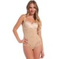 Shaping-Body MAGIC BODYFASHION, Damen, Gr. S, N-Gr, braun (latte), Netz, Obermaterial: 85% Polyamid, 15% Elasthan, unifarben, feminin, eng, tiefer Rundhals, ohne Ärmel, Bodies, verleiht der Brust und dem Po ein dezentes Lifting