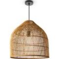 PACO HOME Pendelleuchte "LINNU", braun, Ø 44cm H: 44cm, Lampen, Korblampe Rattan Pendelleuchte Wohnzimmer Boho Deckenlampe Natur