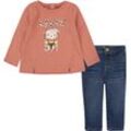 Langarmshirt & Hose LEVI'S KIDS Gr. 12M (80), orange (terra cotta) Mädchen KOB Set-Artikel for GIRLS