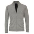 Strickjacke CASAMODA "CASAMODA Strickjacke uni", Herren, Gr. L, grau, 100% Baumwolle, Strickjacken