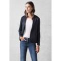 Kurzblazer CECIL Gr. L (42), blau (deep petrol), Damen, Stoff, Jersey, 68% Polyester, 20% Viskose, 8% Metallfasern, 4% Elasthan, gestreift, Blazer, mit Knopf zum Schließen