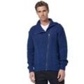 Strickjacke RUSTY NEAL, Herren, Gr. L, blau (indigo), 70% Polyacryl, 30% Baumwolle, unifarben, casual, hoch geschlossener Ausschnitt, Langarm, Strickjacken, mit asymmetrischem Reißverschluss