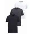 T-Shirt MAN'S WORLD Gr. 48/50 (M), schwarz-weiß (schwarz, anthrazit, weiß), Herren, Single Jersey, Obermaterial: 100% Baumwolle, Shirts, Kurzarm, normale Passform, aus Baumwolle, im 3er-Pack