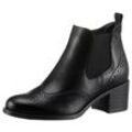 Chelseaboots TAMARIS Gr. 40, schwarz, Damen, Kalbsleder, Elastischer Einsatz, Lyralochung, unifarben, Schuhe, Blockabsatz, Stiefelette, Ankleboots mit eleganter Lyralochung