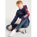 Kapuzensweatshirt LEVI'S KIDS "LOGO TAPING PULLOVER HOODIE", Jungen, Gr. 3/98, blau (naval academ), Sweatware, Obermaterial: 60% Baumwolle, 40% Polyester, bedruckt, Langarm Rippbündchen, Sweatshirts, for BOYS